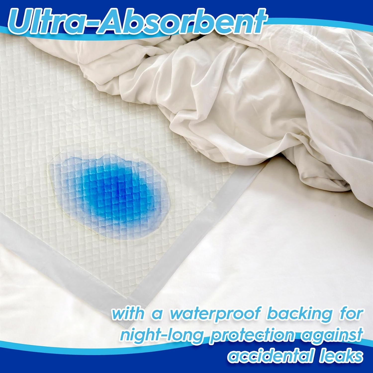 Harbour Housewares Disposable Incontinence Bed Pads - 60Cm X 60Cm - 25X Large Waterproof High Absorbency Underpads Mattress Protector Overnight Bed Wetting Sheets Incontinence Pads image number 3