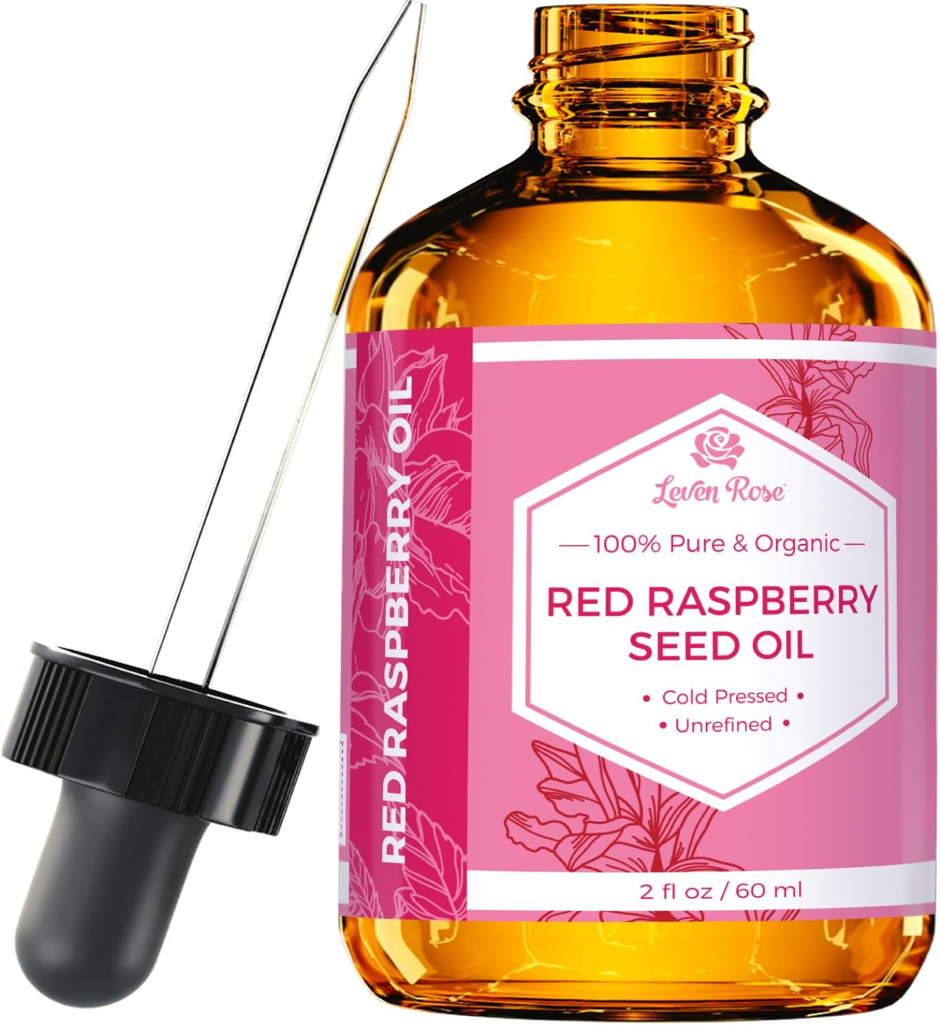 Leven Rose Red Raspberry Seed Oil Organic, 100% Natural for Face & Hands2 Oz