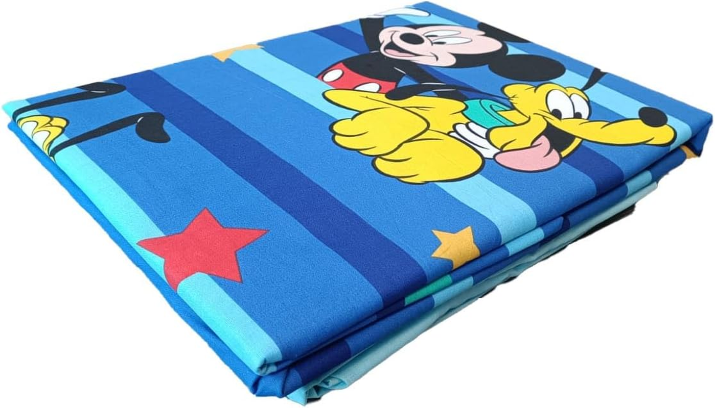 Mickey Mouse, King Size Bed Sheet, Bed Set, Top Sheet, Fitted Sheet, Pillowcase, Blue, Disney, 100% Cotton, Official Product image number 1
