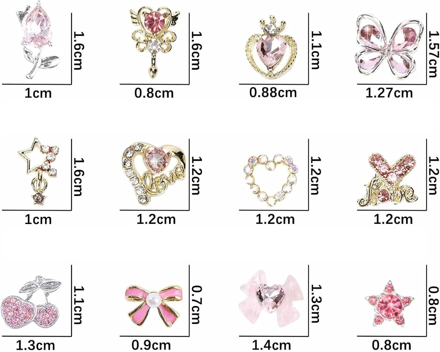 Nail Charm - 3D Manicure Nail Decoration for Girl - Ribbon Bow Heart Star Cherry Butterflies Flower Rhinestones Charm for Salon Manicure Accessories Women Enhanced Creativity image number 6