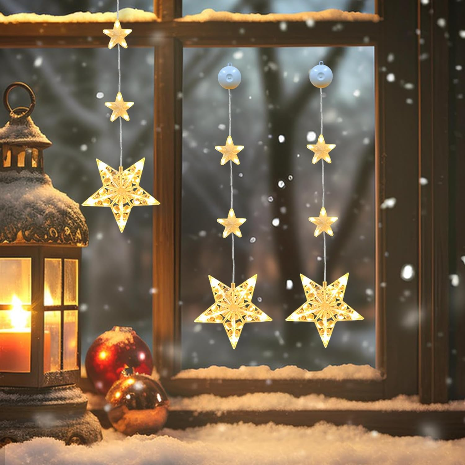 LED Star Christmas Lights, Pack of 3 LED Christmas Decoration Indoor with Timer, 4 Modes, Christmas Decoration Window Illuminated with Suction Cups, Christmas Star Window Fairy Lights for Christmas image number 6