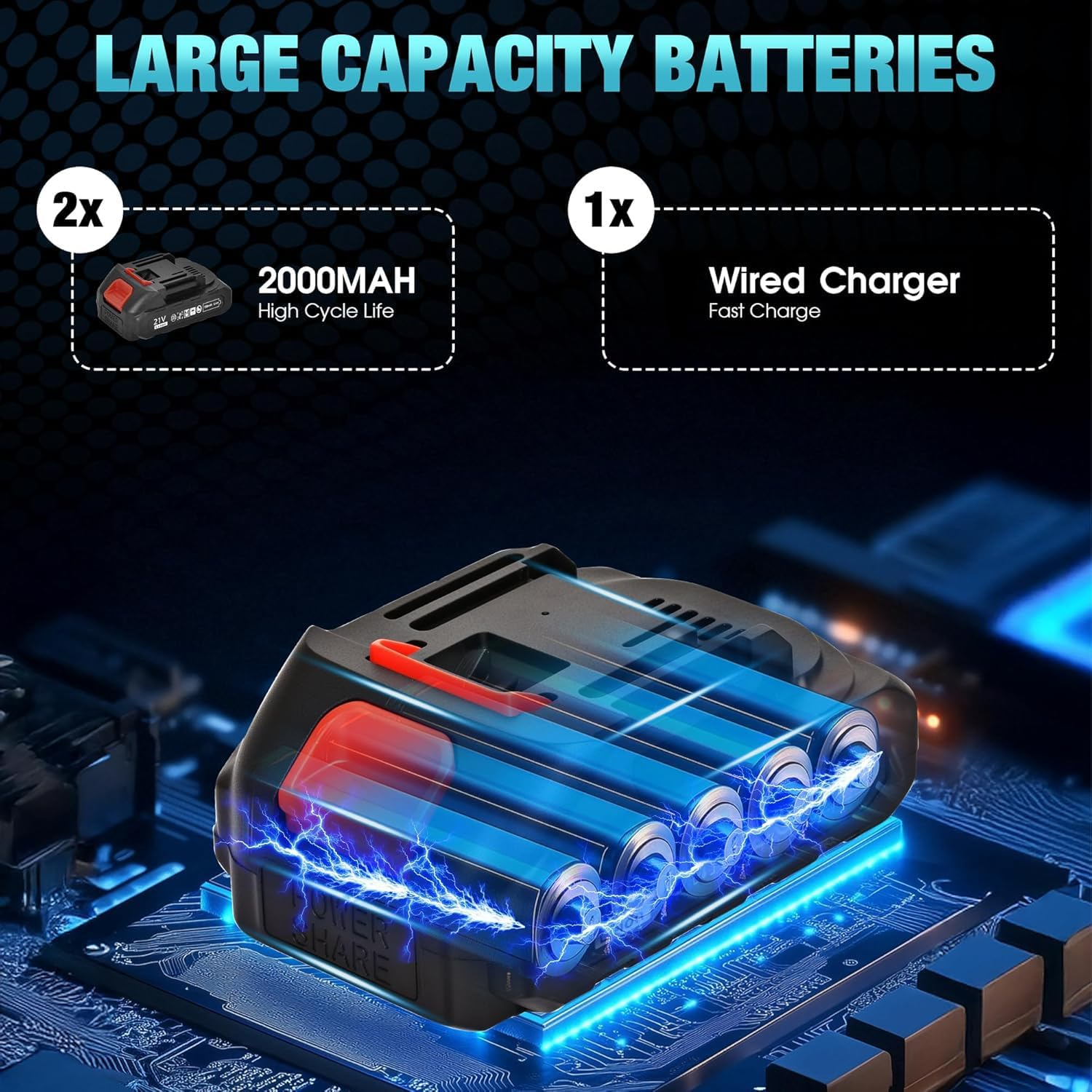 Advwin Cordless Leaf Blower & Vacuum, 2-In-1 Electric Leaf Blower with 2 Lithium Batteries & Charger, Portable Yard Blower for Patio, Lawn, Dust Cleaning image number 4