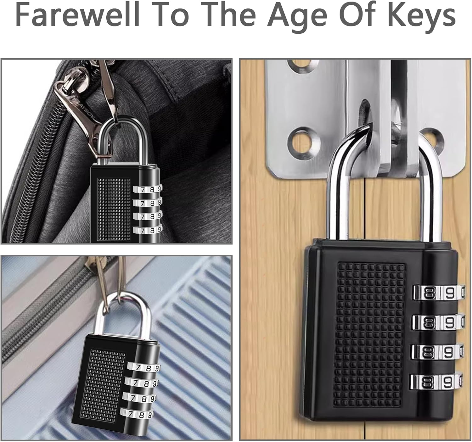 2 Pack Combination Lock, 4 Digit Padlock with Code Waterproof Outdoor Combination Lock for Gym Sports Locker, Fence Gate, Toolbox, Case, Hasp Cabinet Storage (Black) image number 3