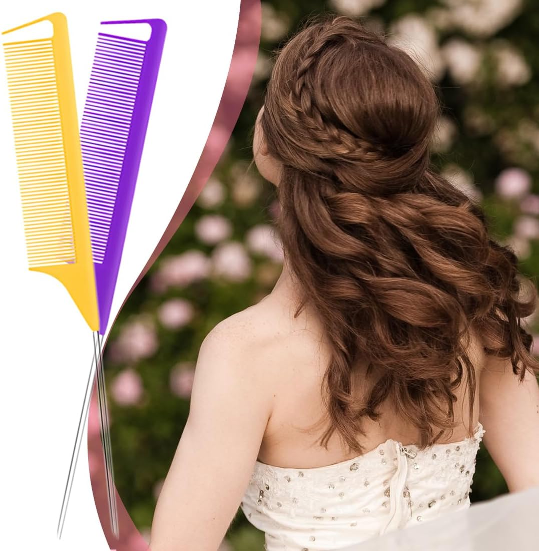 YOCDNOV Pack of 6 Pointed Handle Combs, Heat Resistant and Antistatic Hair Comb Made of Carbon Fibre, Comb with Handle for Hair Styling Salon, for Hair Dyeing (6 Colours) image number 2