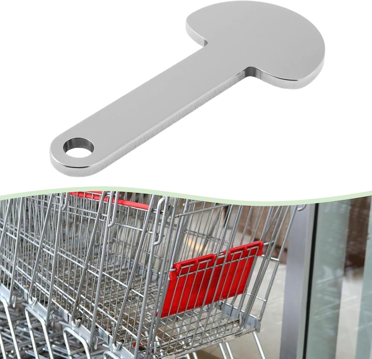 Emsea 4Pcs Reusable Supermarket Trolley Release Key with Ring Stainless Steel Compatible with B&M Compatible with Asda Trolley, 46X23Mm image number 1