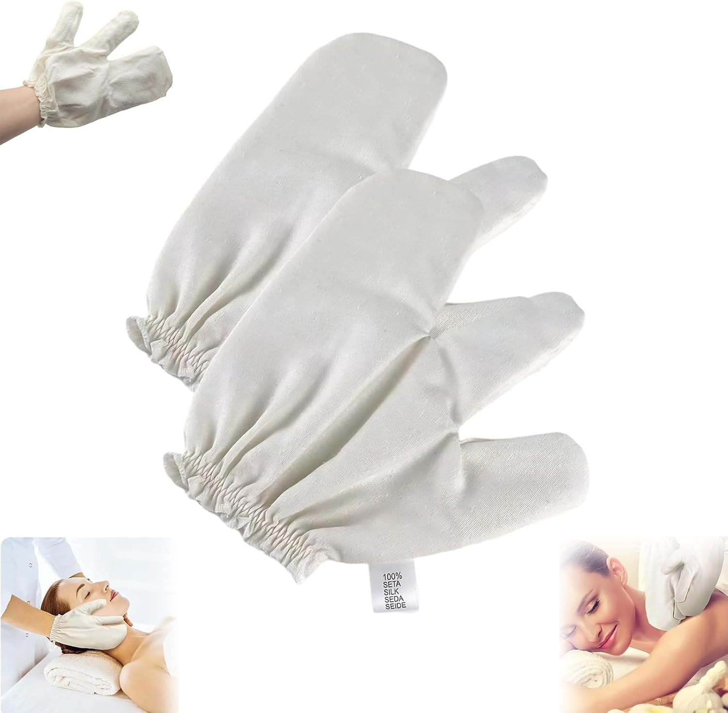 Garshana Gloves Raw Silk Massage Gloves Ayurvedic Massage, Ayurvedic Dry Brushing Gloves, Silk Gloves for Dry Brushing, 100% Raw Silk Garshana Gloves with Elastic Wrist Bands (1 Pair)