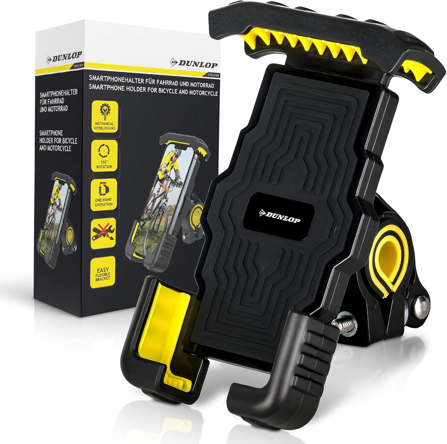 Dunlop Automotive Mobile Phone Holder Bicycle Motorcycle Holder - Secure Universal Mobile Phone for Iphone 13 Pro Max Mini 12 Smartphone from 4, 7-6, 8 Inches - 360 Degrees Anti-Shake + Scratch image number 6
