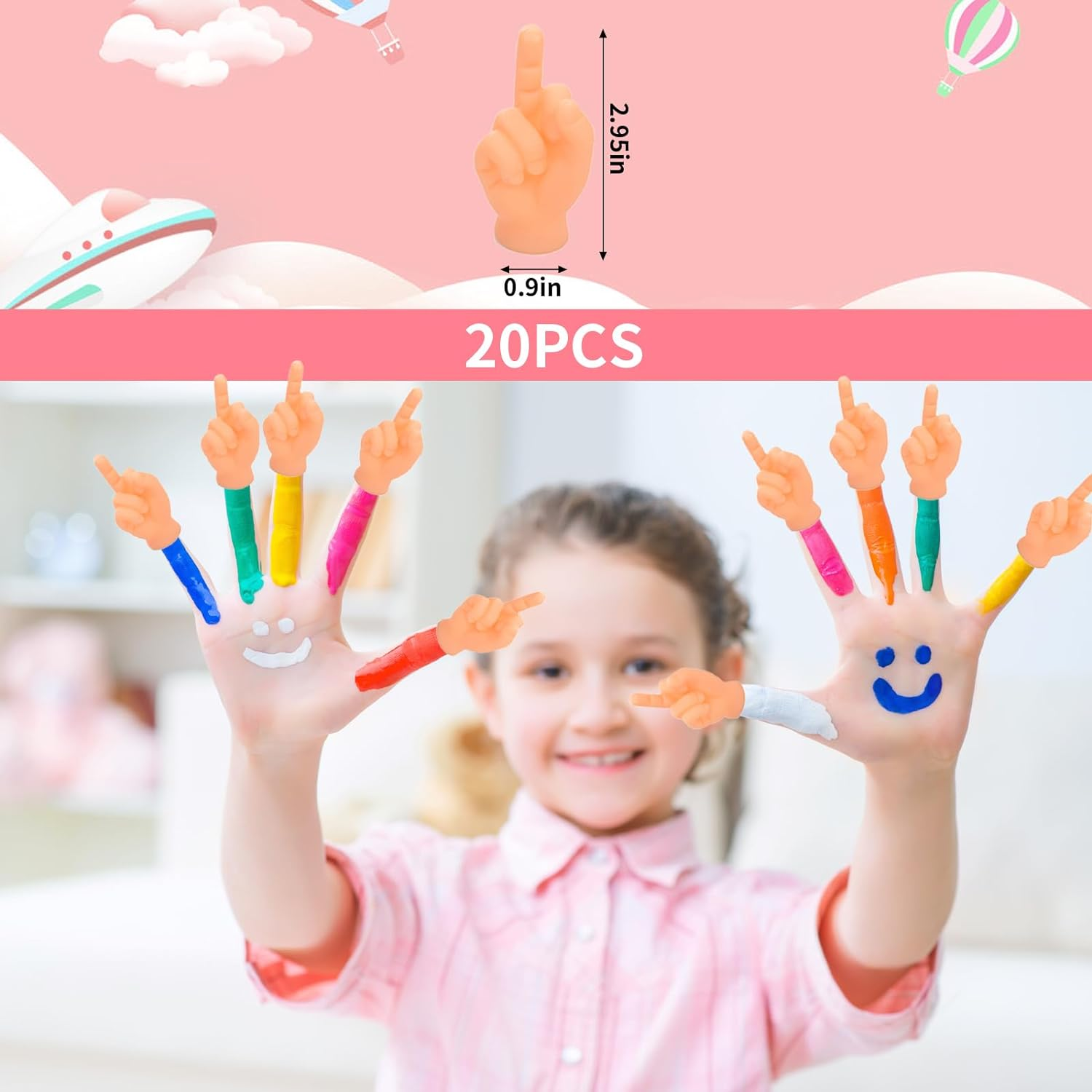 20 PCS Tiny Middle Finger Puppet, Miniature Small Hands, Funny Hand Puppet for Game, Prank Gag Performance Party Favors, Ealistic Cute Little Hand Finger for Gifts image number 1