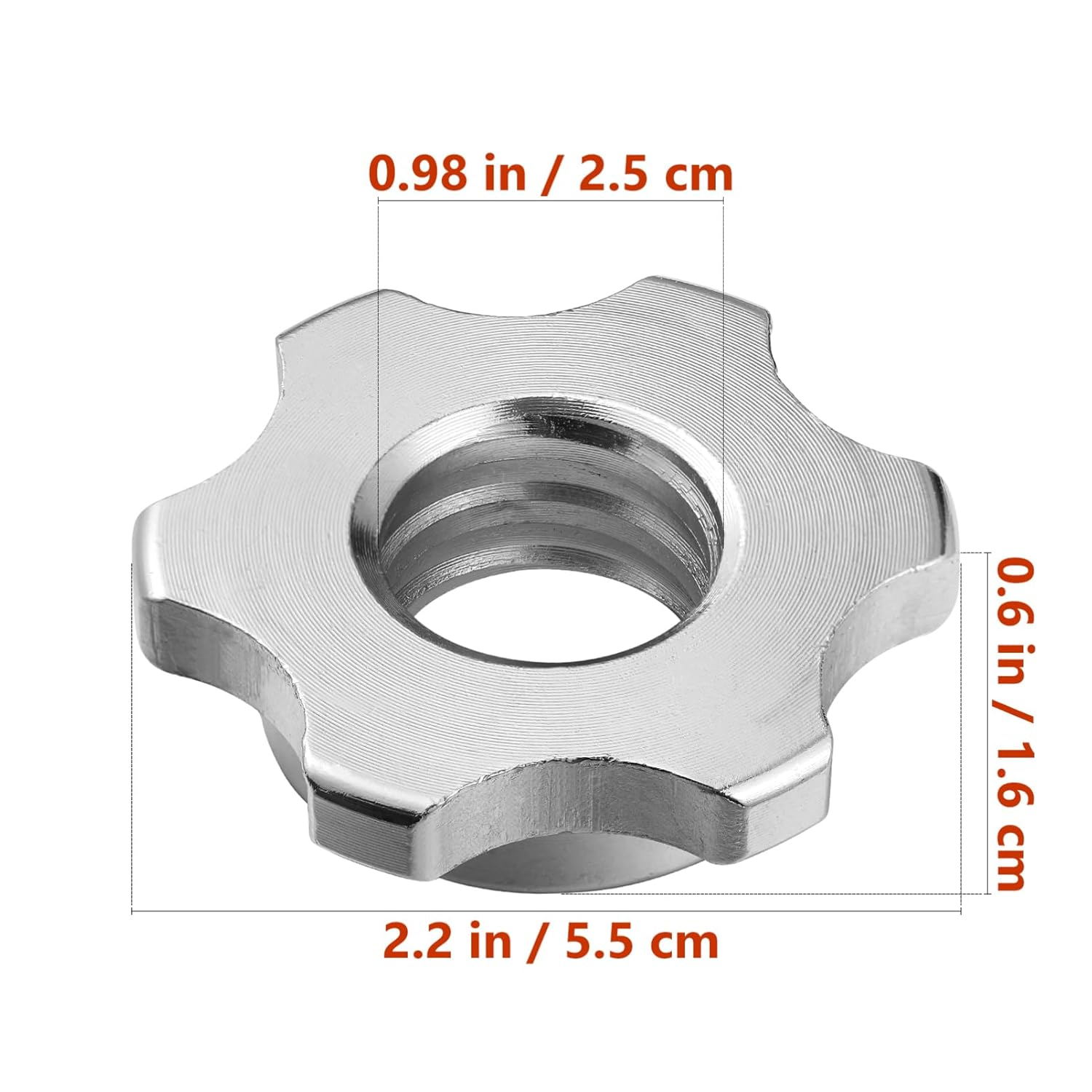 Cabilock 2PCS 2.5Cm Dumbbell Clips, Dumbbell Nut Collar, Casting Iron Nuts Anti-Slip Collar Screw for Barbell Dumbell Weight Lifting (Silver) image number 4