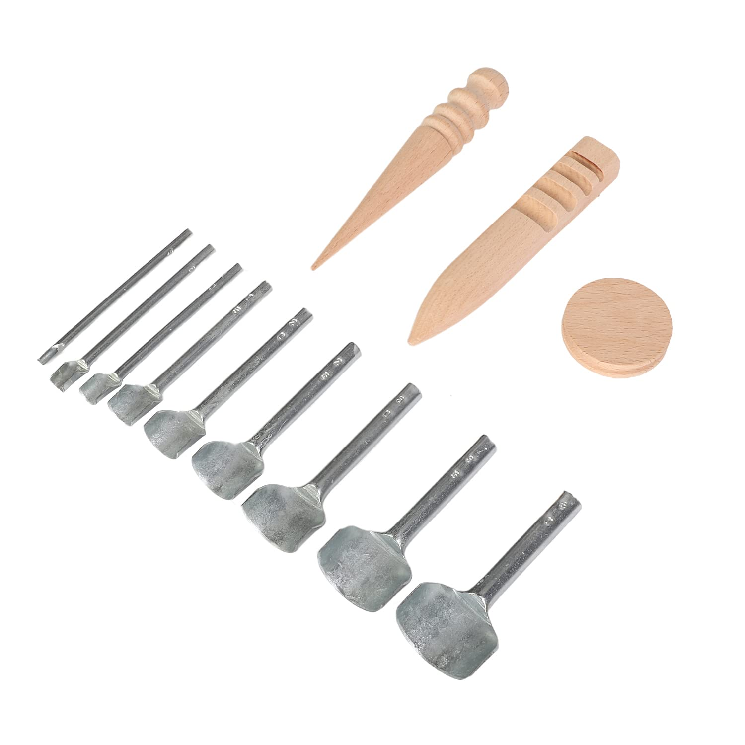 Mosegor 9 PCS Half-Round Cutter Punch with 3 PCS Wood Slicker Burnishes Leather Craft Tools Leather Hole Punch for Crafting Strap Belt Wallet and Bag image number 6