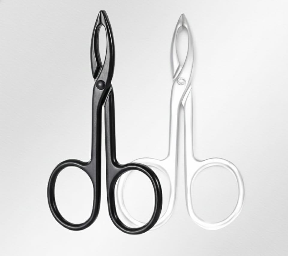 IMTKOOCO Tweezers Scissor Handle with Straight Tip for Eyebrow Shaping - Facial Hair Removal Eyebrow Tweezers for Precise Plucking Silver and Black Eyebrow Tweezers and Tweezers Eyebrow Scissors image number 2