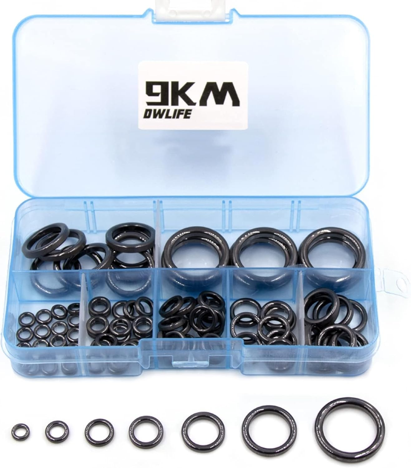 9KM DWLIFE Fishing Rod Repair Ceramic Guide Ring Replacement Kit 14 Sizes 0.13In to 1.86In