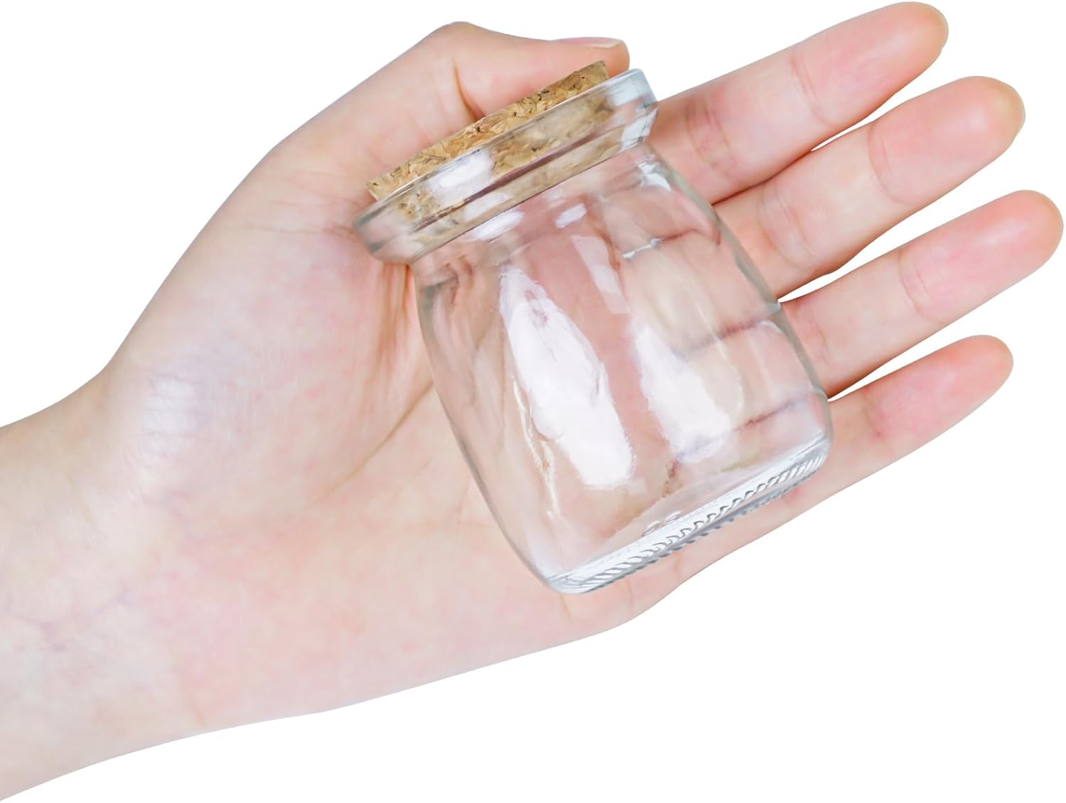 FJNATINH 4PCS Empty Glass Jars with Cork Stoppers Clear Glass Bottle Mini Vases Jars Message Wish Bottle for DIY Art Crafts Projects Decoration Party Supplies Wedding(Pudding Shape) image number 1