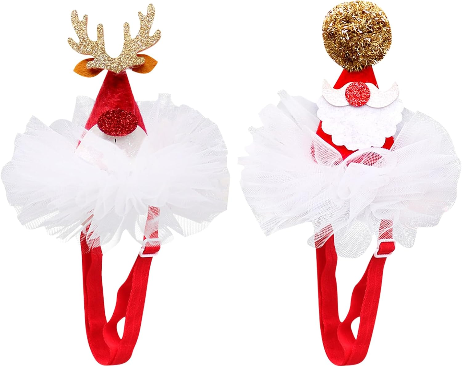 2Pcs Christmas Pet Hat, Creativity Pets Headdress Lace Cat Hats, Adjustable Cat Dog Christmas Hat, Adjustable Pet Dog Santa Hat, Xmas Pet Outfits Holiday Pet Hat for Dog Pet Supplies Christmas image number 5