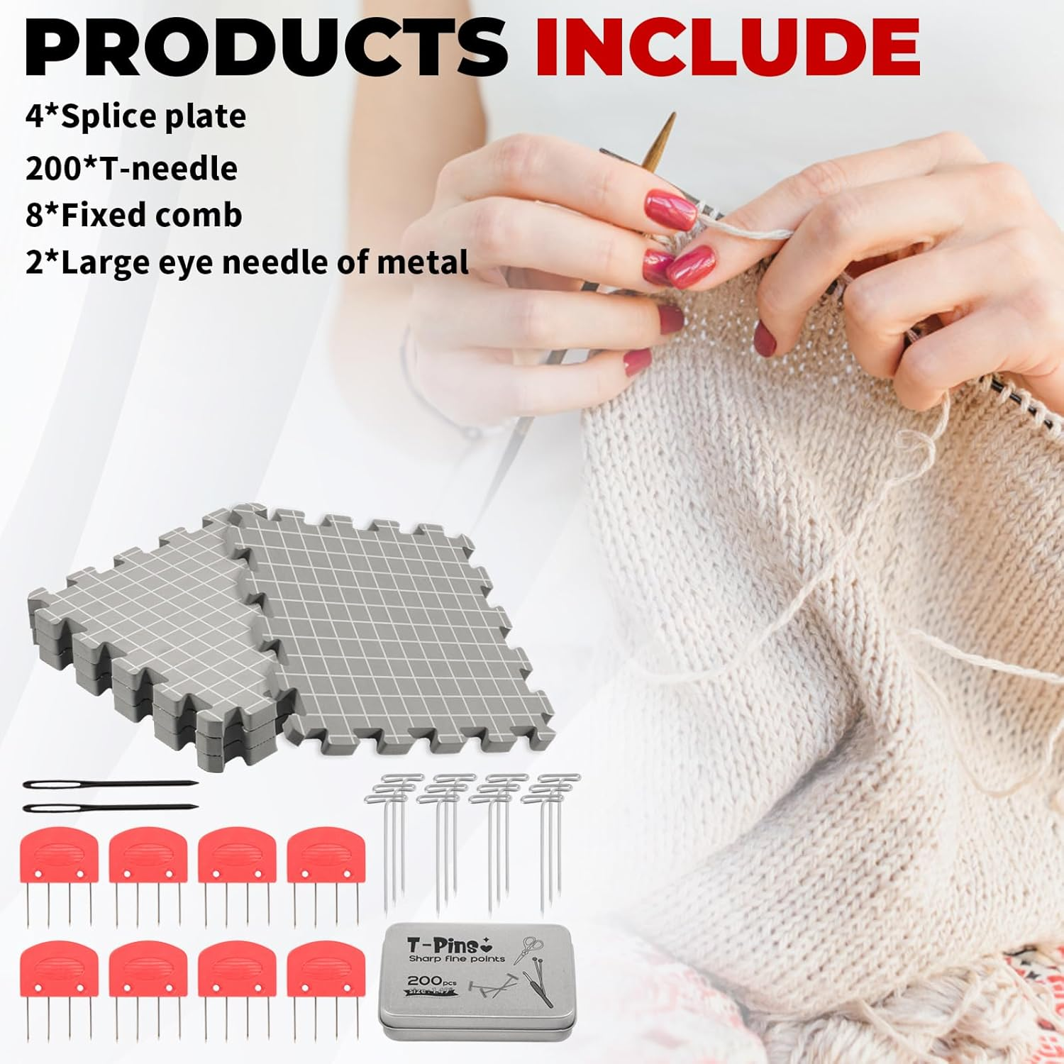 Blocking Mats for Knitting, Thick Blocking Boards Kit Easy to Install Portable Blocking Mat and Pin Set Safe Stable Foam Blocking Mats with Pin for Crafting Work image number 6