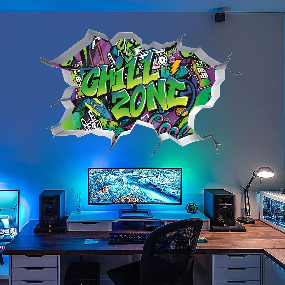 TOARTI 3D Graffiti Wall Sticker Teenager'S Room Saying Chill Zone Wall Sticker Teenager Girls & Boys Graphiti Cool Wall Sticker Teenagers Room Decoration