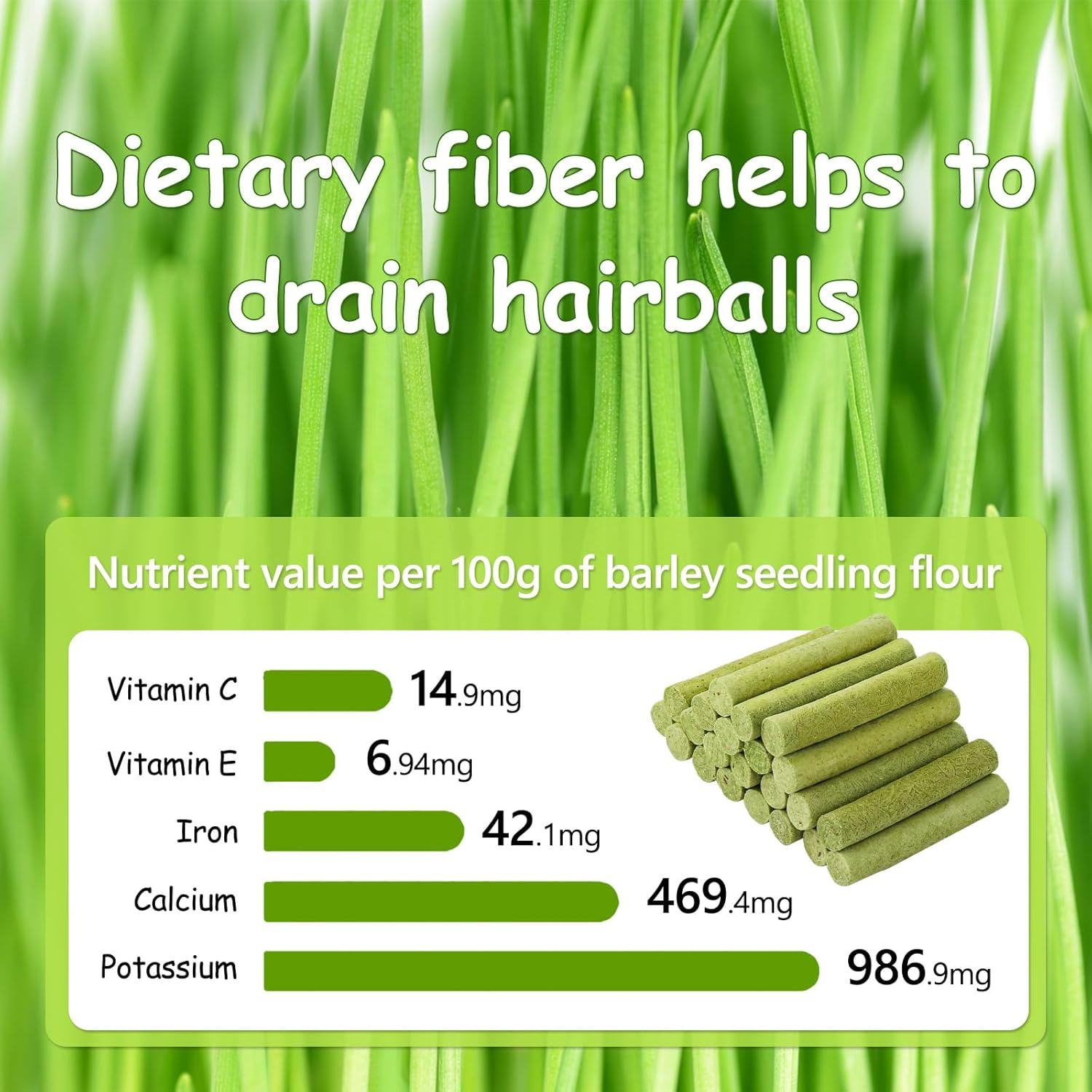 Cat Grass Stick Treats for Cat, 100G Freezed Drying Snacks for Cats, Edible Cats Chew Toys, Kitten Treats for Cleaning Teeth Remove Hair Ball image number 2