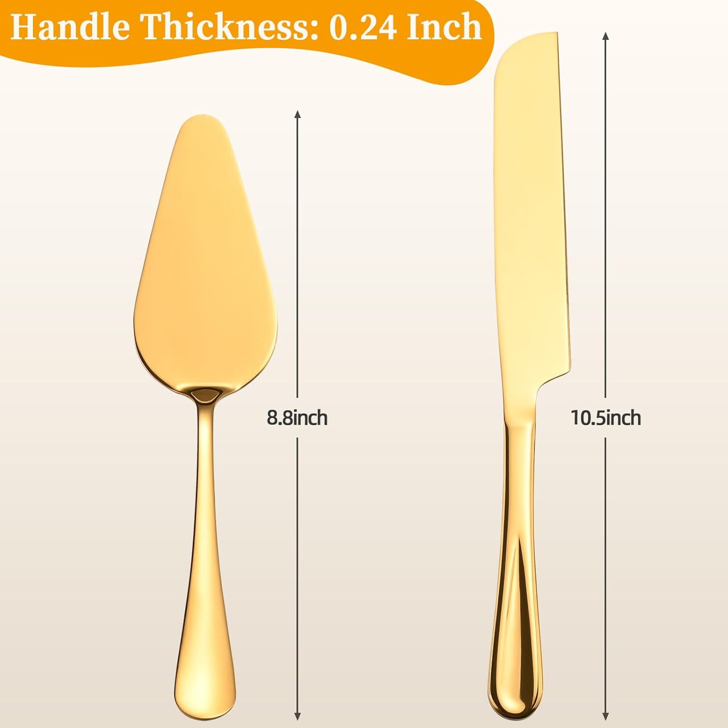 ERVILO Cake Cutting Set for Wedding, Pie Server, Stainless Steel Wedding Cake Knife and Server Set, Golden Cake Cutter for Birthday, Parties and Events (Gold Serving Set) - Black Serving Set image number 7