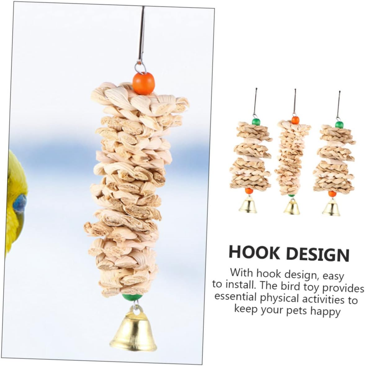 DINHEAROM 3Pcs Fun Bird Cuttlebone Toy for Parrots Parakeets Cockatiels Bite-Resistant Decorative image number 3