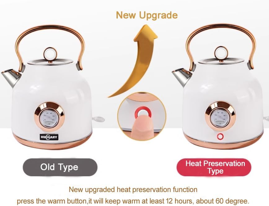 QNA Electric Kettle Temperature Control Kettle Electric Stainless Steel, Hot Water with Temperature Display 1.7 L,1800 W Fast Boiling, Golden Handle Auto Shut-Off (Black) image number 4