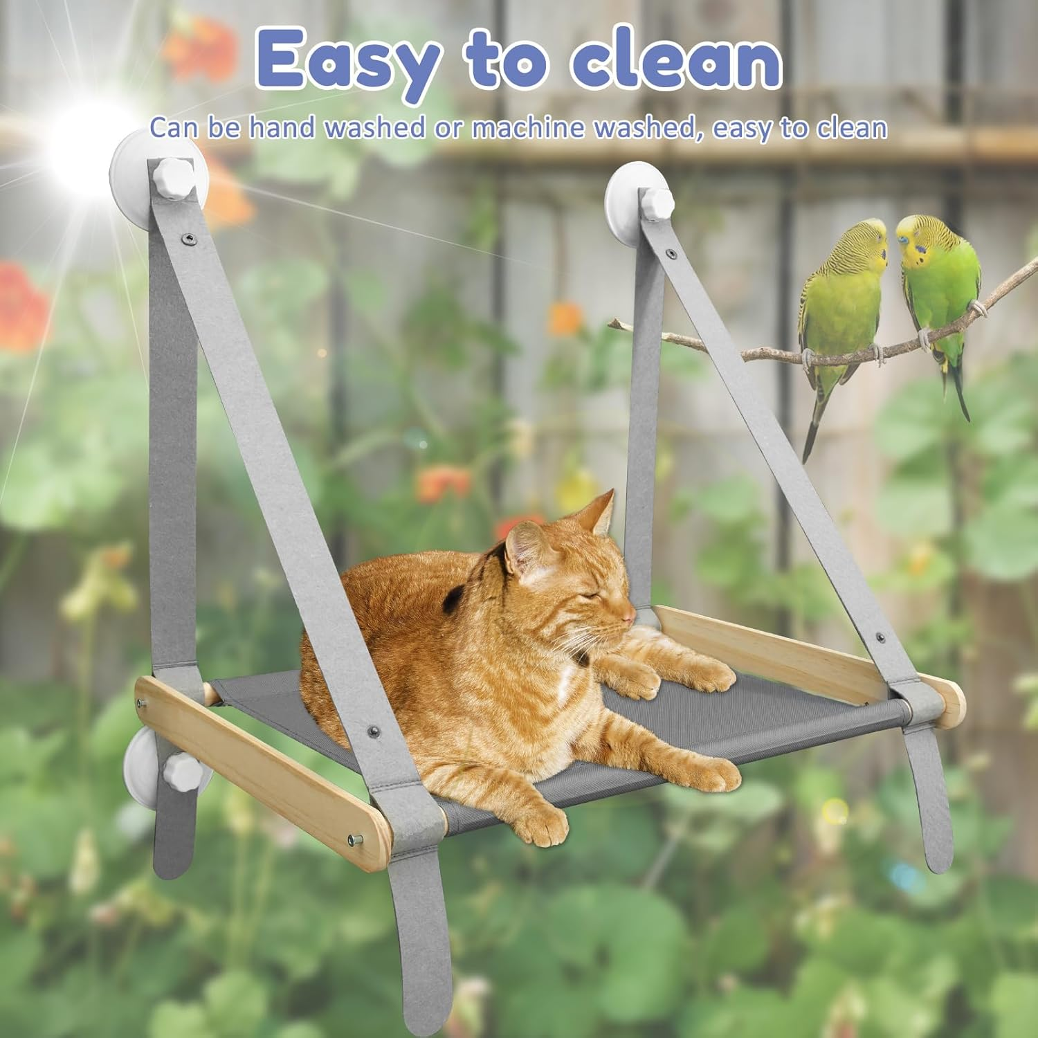 Cat Windows Perch, Robust Cat Windows Hammock with 4 Strong Suction Cups, Easy to Install Cat Windows Seat, Cat Window Bed, Safe Hanging Window Shelf Perch for Small Medium Indoor Cats image number 3