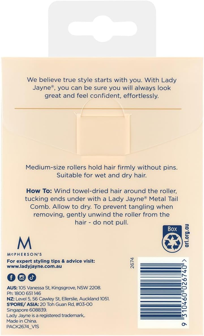 Lady Jayne Self-Holding Hair Rollers, Medium (Pack of 6) image number 2