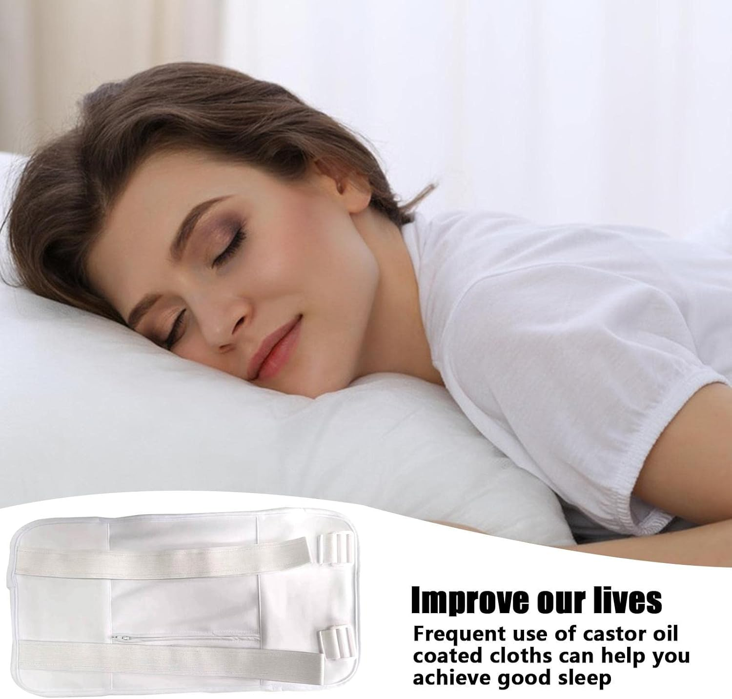 Castor Oil Pack Compress | Oil Packs | Beneficial for Sleeping, Reusable Organic Castor Oil Pack with Soft Bands and Storage Bag image number 6