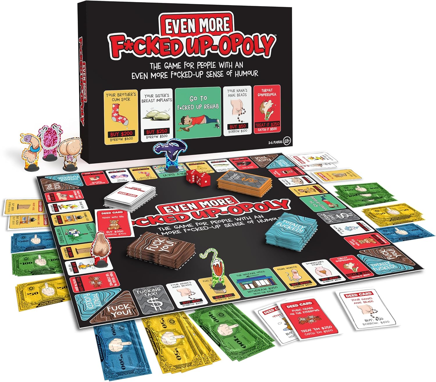 Imagination Gaming | F***KED up Opoly Even More F***KED up | Outrageous Adult Party Board Game | Inappropriate Humor Game for Adults | Game Night Chaos Included | 2&ndash;6 Players | 18+ image number 3