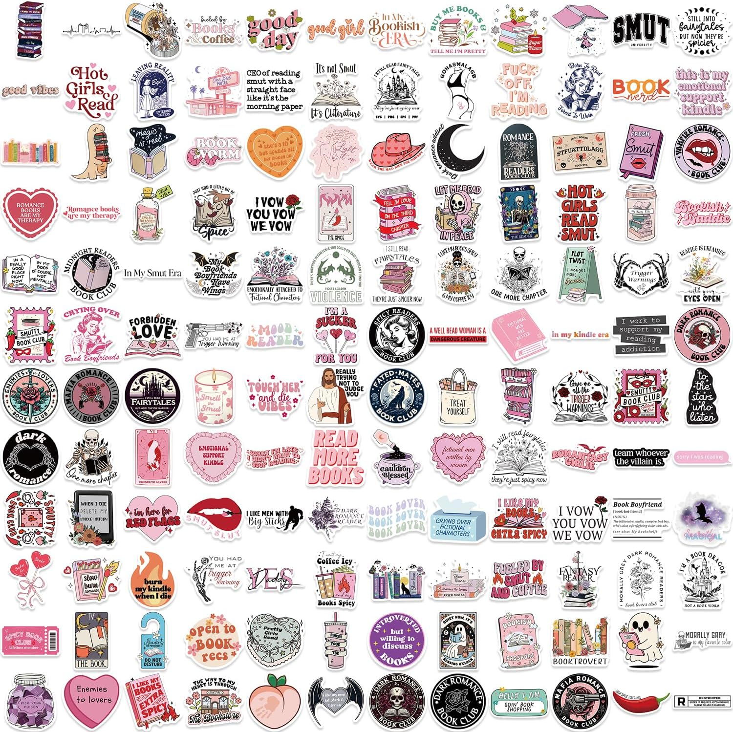 150PCS Romance & Dark Academia Book Stickers, Gothic Bookish Vinyl Stickers for Readers, Book Lovers Stickers Pack for Laptops, Water Bottles, Journals, Waterproof Decals image number 6