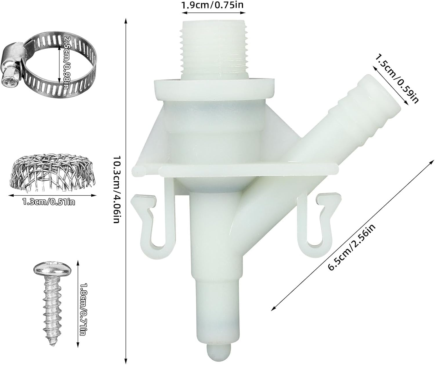 2 Pack 385311641 RV Toilet Water Valve Replacement Kit, Pedal Flush Toilet Valve Parts with Hose Clamps Mesh Filters and Screws Compatible with Dometic & Sealand 300 310 320 Series image number 2