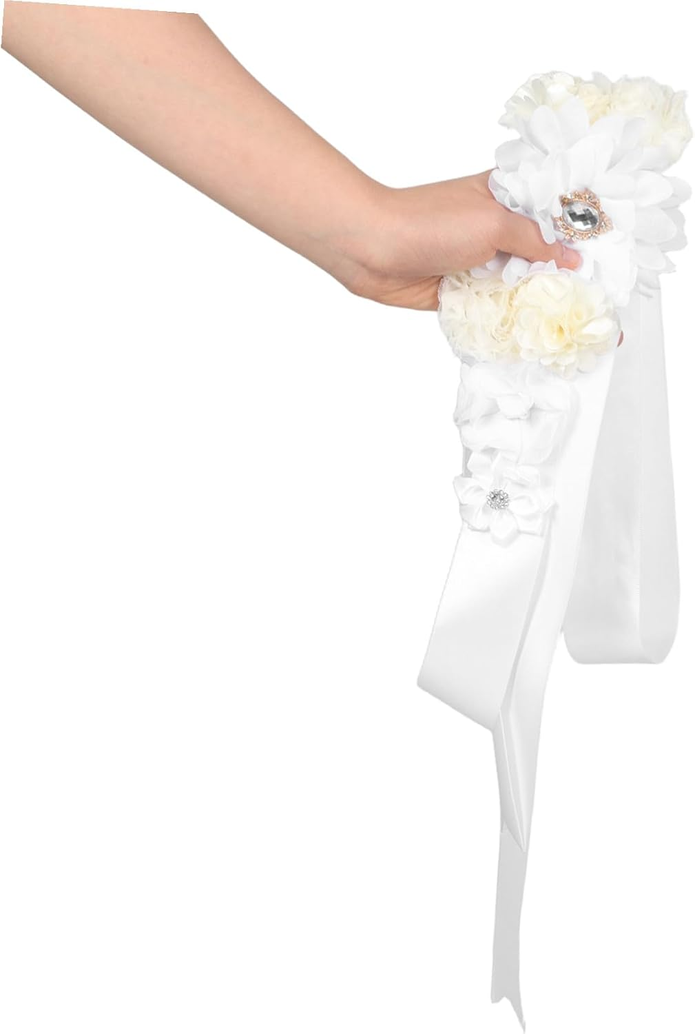 SUPVOX Adjustable White Floral Maternity Belt Soft Breathable Sash for Pregnant Women Comfortable Shower and Pregnancy Photography Accessory for Mom image number 2