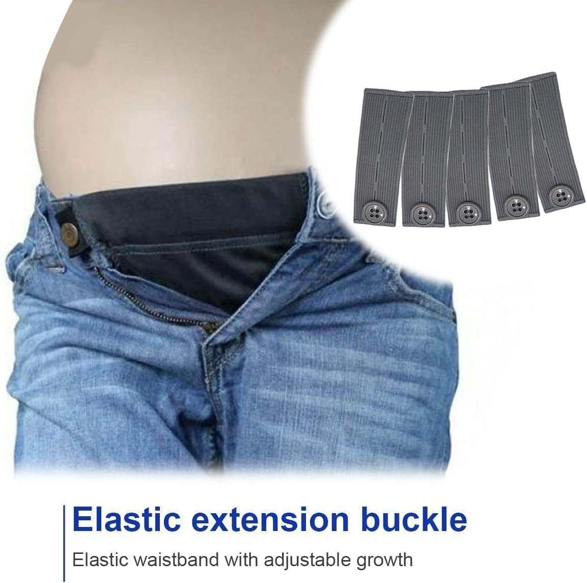 For Belly Band Comfortable Maternity Pants Extender Pant Button Extenders Waistband Clothes Extension Washable Jeans Accessory, Gray image number 2