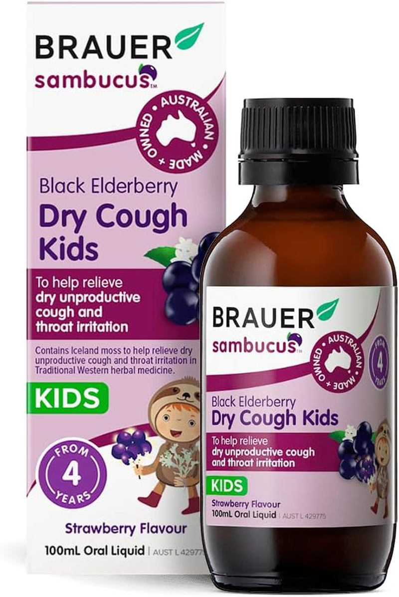 Sambucus by Brauer Health Black Elderberry Dry Cough Kids Oral Liquid Supplement - 100ML