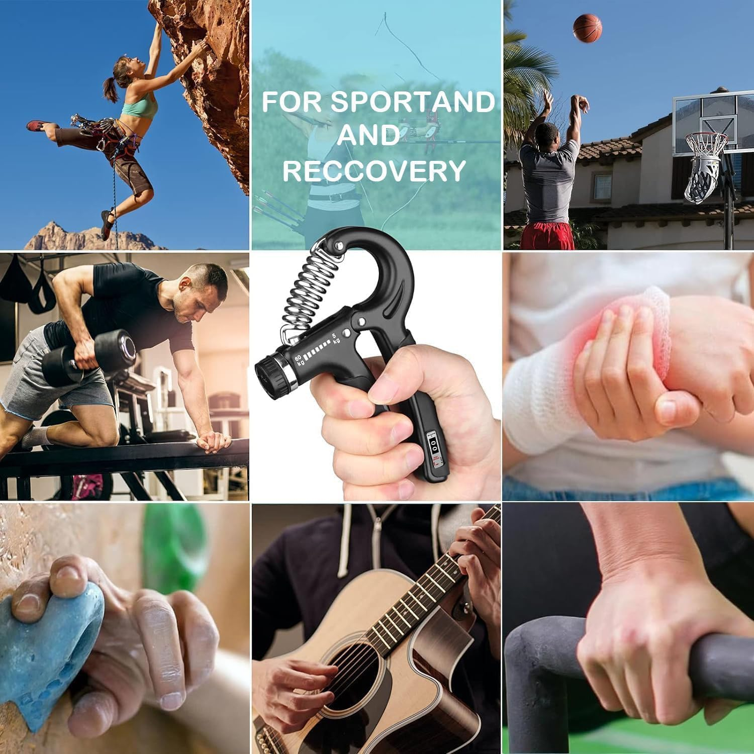 Shengsenfu Adjustable Hand Grip Strengthener Kit 7Piece Grip Strength Trainer Set Forearm Training Finger Flexibility Stress Relief Includes Finger Exerciser Stretcher Grip Ring Stress Ball Carry Bag