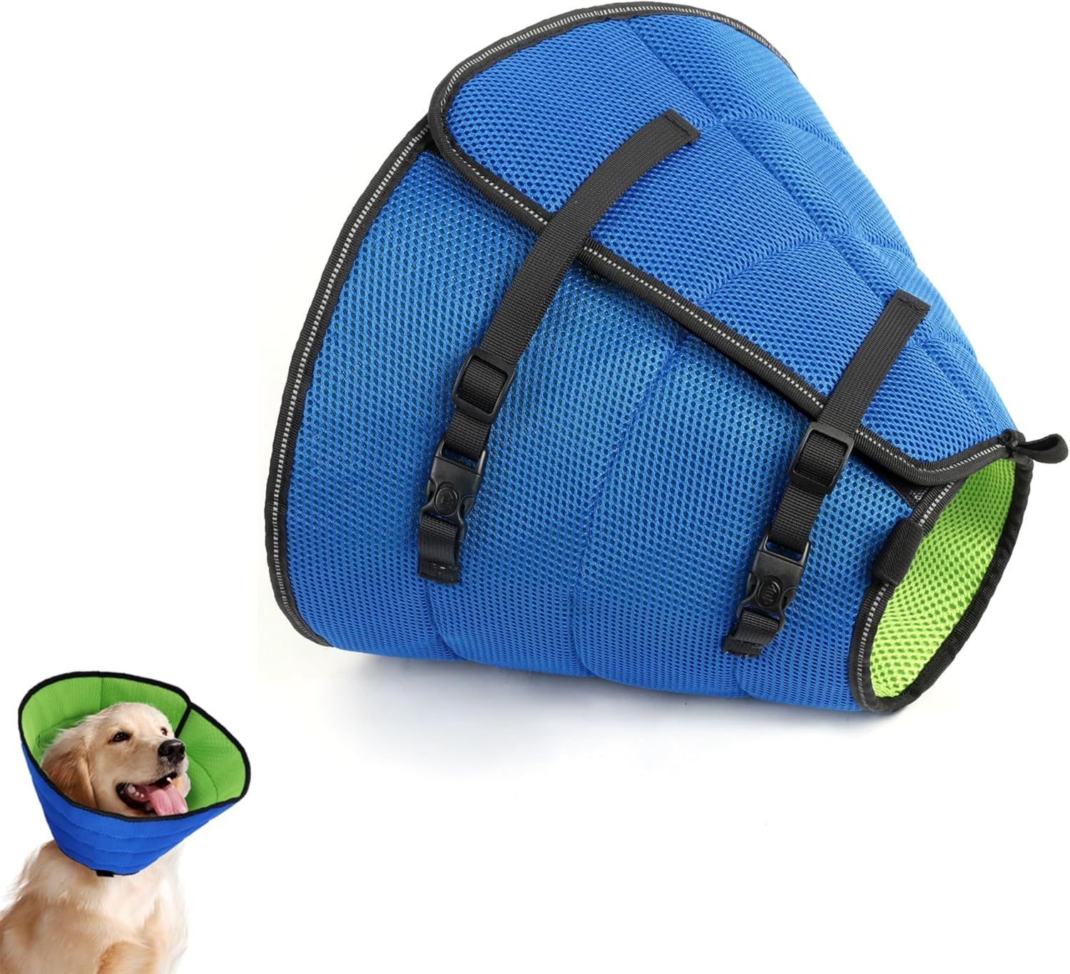 Collar for Dog, Recovery Elizabethan Collar for Pets, Dog Cone, Soft Pet Recovery Collar, Adjustable Collar Cone after Surgery and Injuries (Blue, L)