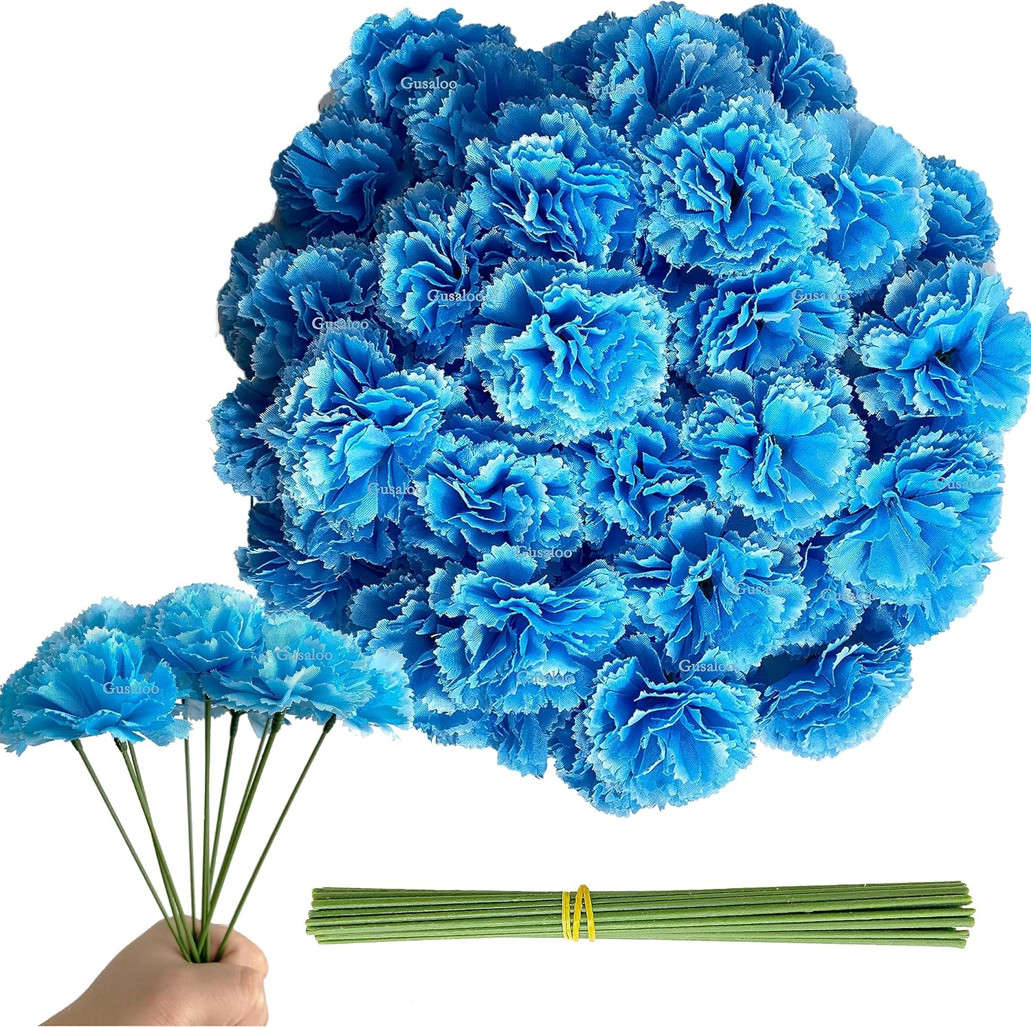 Marigold Flower Heads Bulk 50Pcs, Faux Mexican Marigold Artificial Flowers for Diwali Home Decor DIY Wreath Garland Craft Wedding Mexican Party Day of the Dead Decoration Halloween Decor(Green)