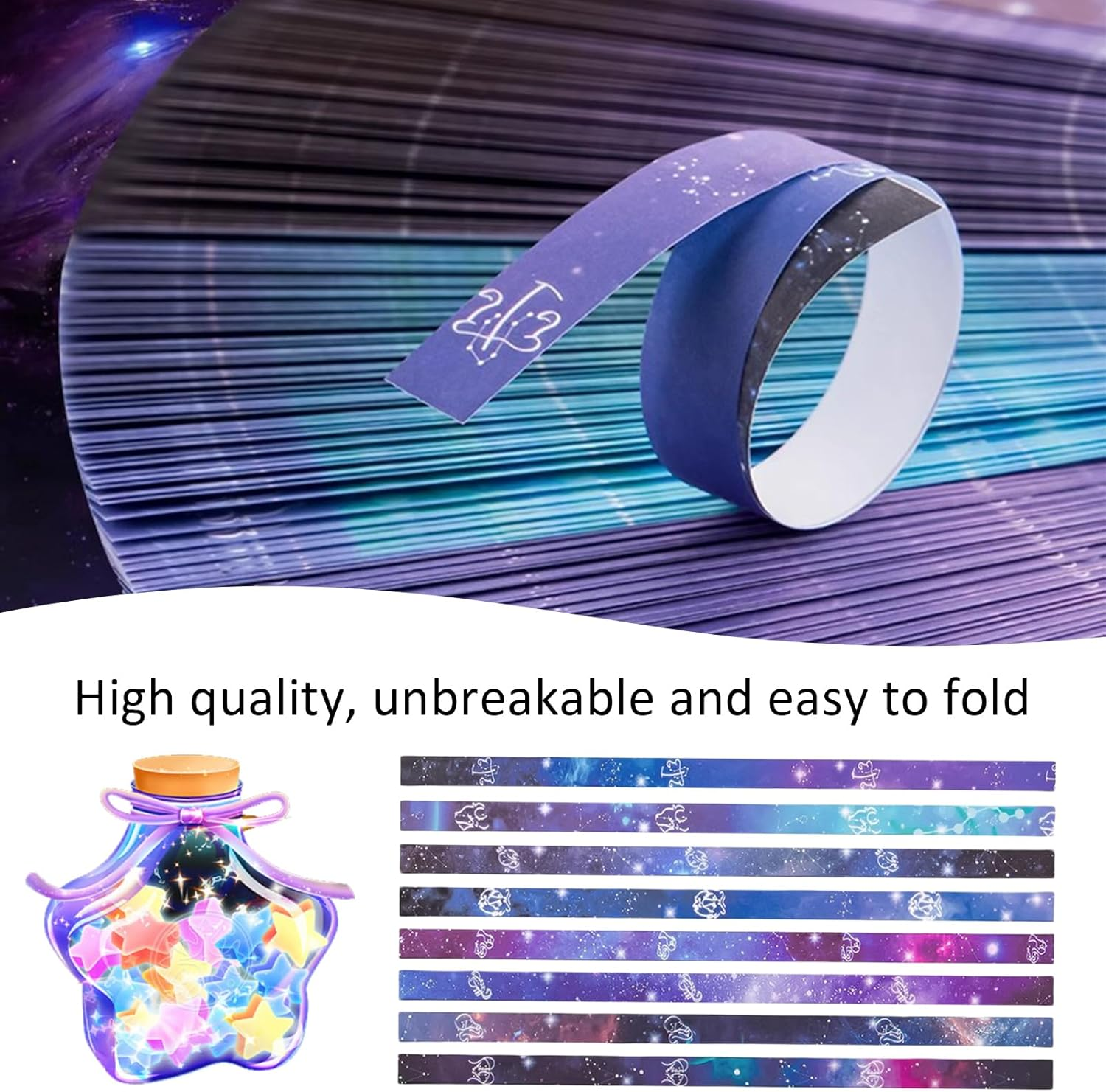ZGWANSUI 540 Sheets Lucky Star Paper Strips, 12 Constellation Origami Star Paper Strips 8 Patterns, Paper Strips to Make Origami Stars, Starry Sky Star Folding Making Paper Strips for Art Craft DIY, A - A image number 6