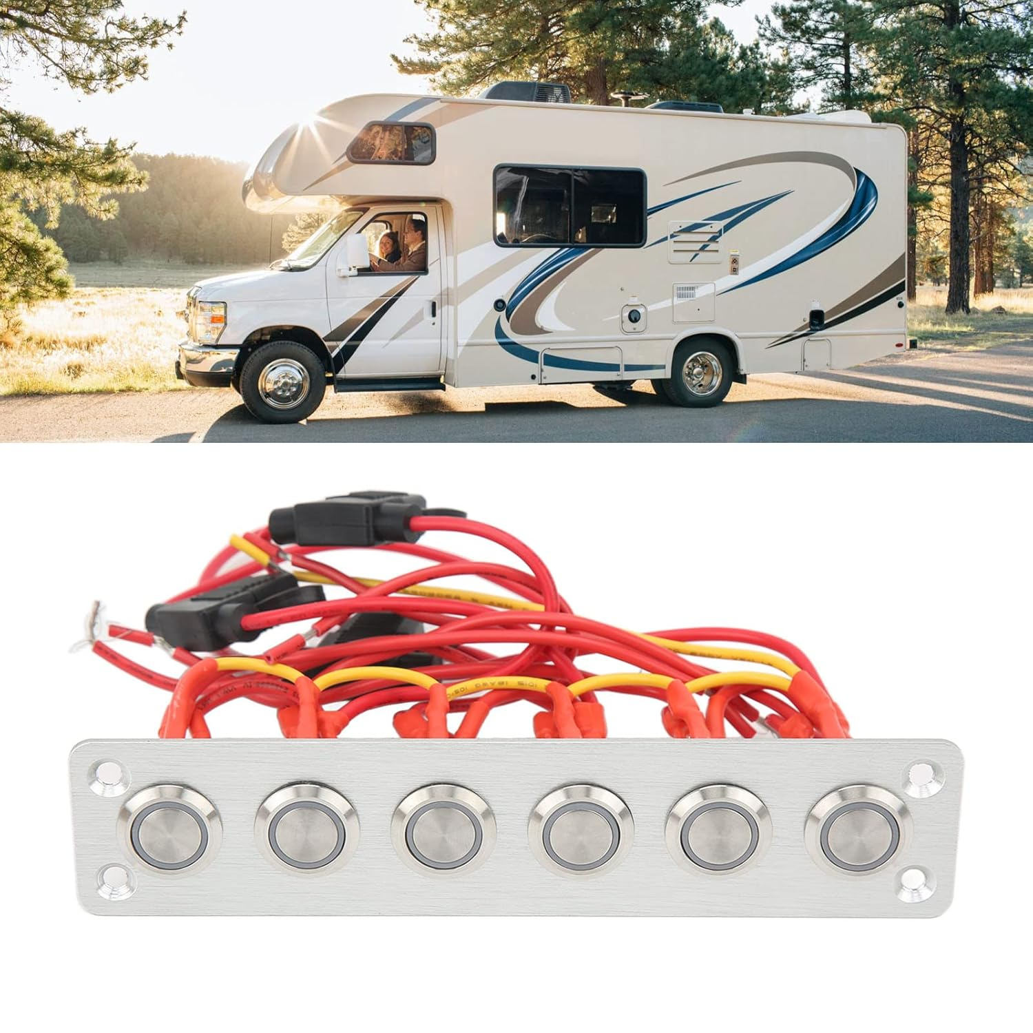 Eosnow Marine Boat Switch Panel,Sturdy Construction 6 Gang Switch Panel,Multiple Stickers Automotive Replacement Electrical System Switches,For Car RV Yacht 12V 24V DC System image number 5