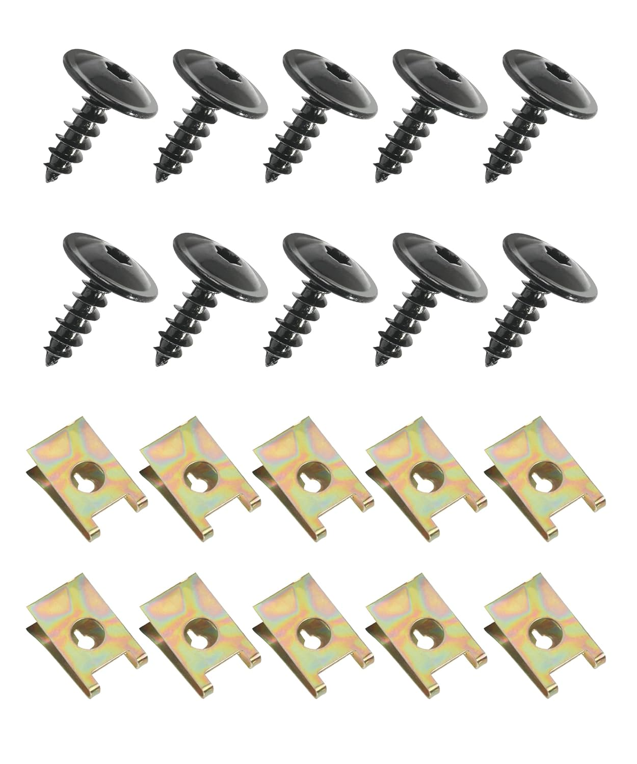 Bylikeho Bumper Clips,Car Accessories U Clips,Automotive Clips U Nut Clips,10 Sets Fender Liner Splash Shield Bumper Cover Screws,Automotive U Nut and Screw Clip Replacement,Replace #N90974701 image number 1