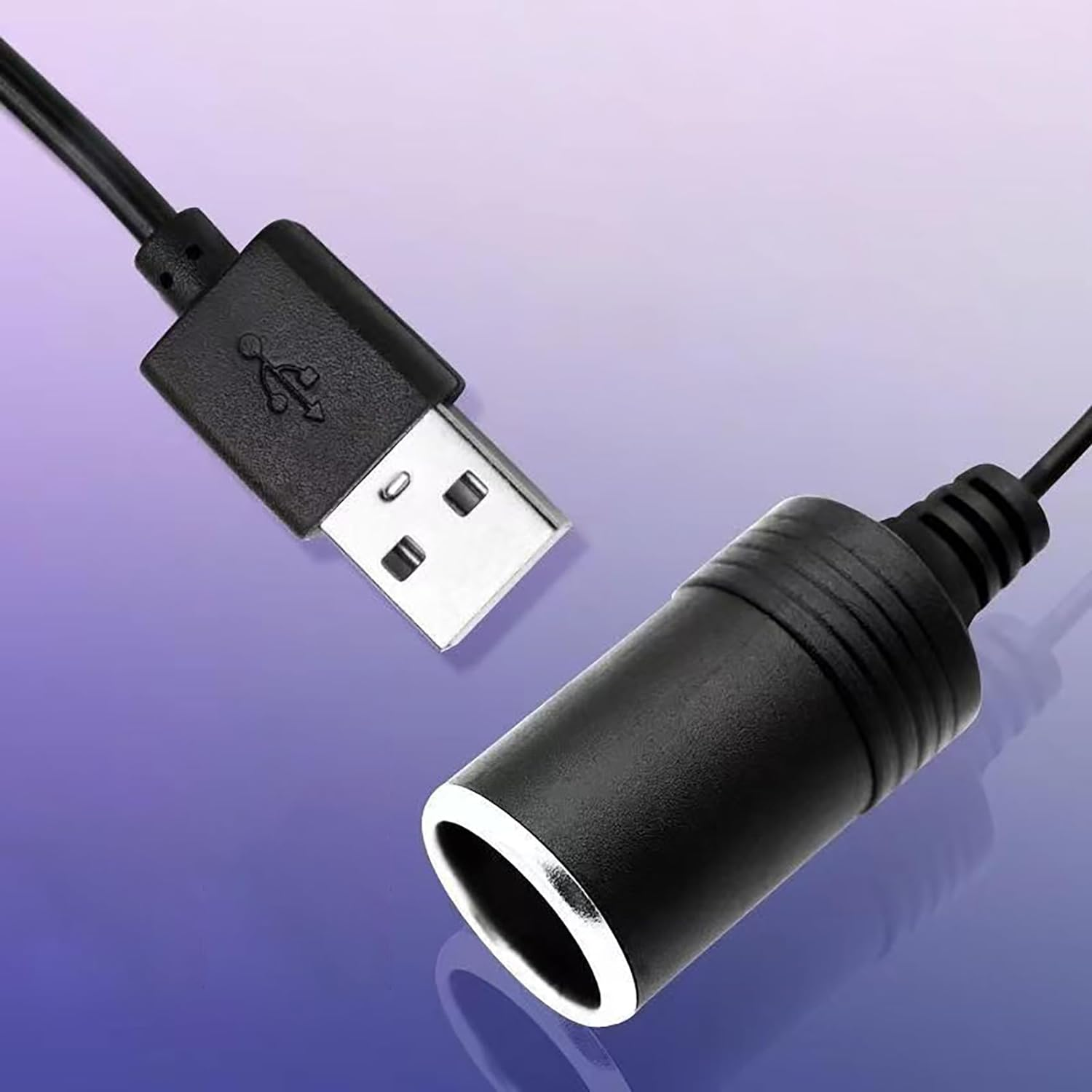 Tunghey USB to Cigarette Lighter Socket, USB a Male to 12V Car Cigarette Lighter Socket Female Power Converter Cable (35CM) - 3M image number 2