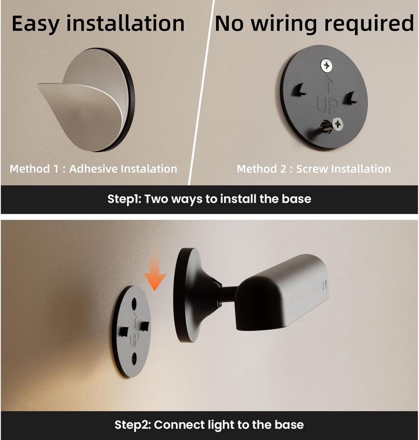 Rechargeable LED Wall Light | 7500Mah Wireless Remote Control Wall Sconce | 360 &deg;Rotating Touch Wall Lamp 3 Color Temperatures &15 RGB Colors | Wall Lights for Bedroom, Hallway, Stairs | 2 Pack image number 3