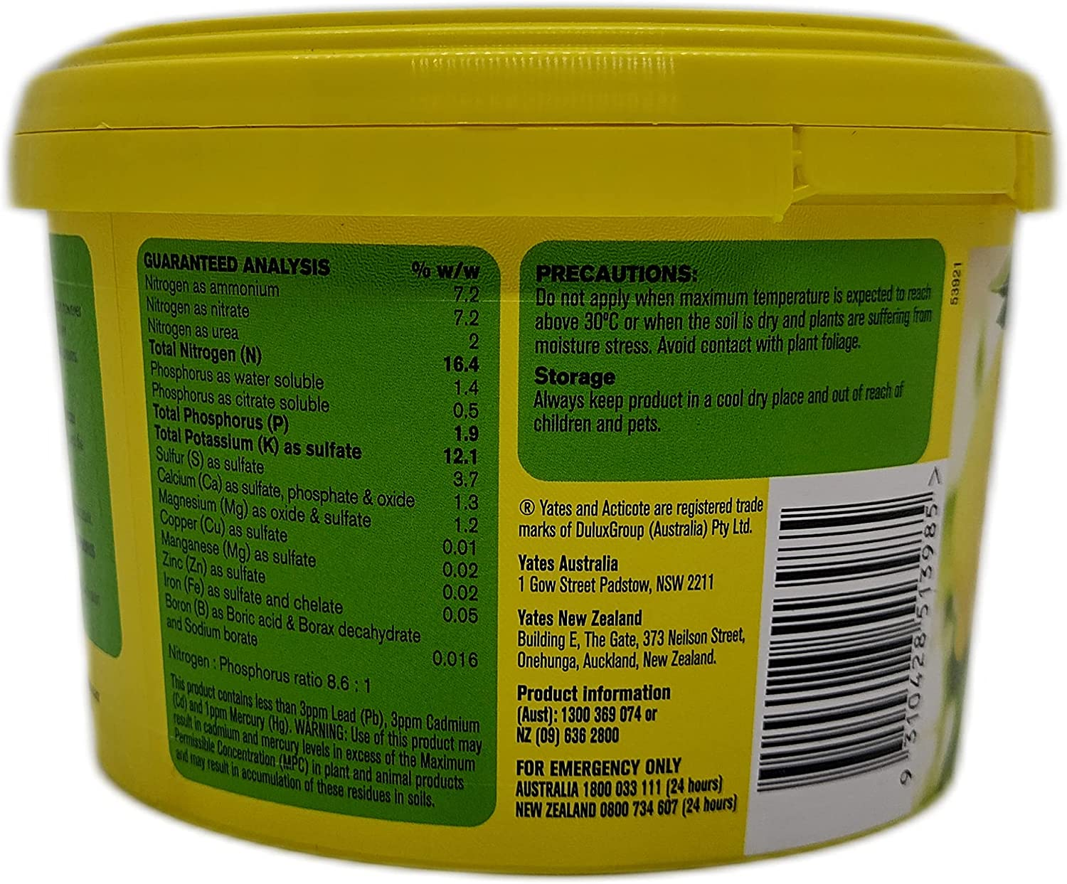 Yates 500G Acticote + Instant Booster Controlled Release Fertiliser for Fruit, Citrus, Trees, Shrubs image number 1