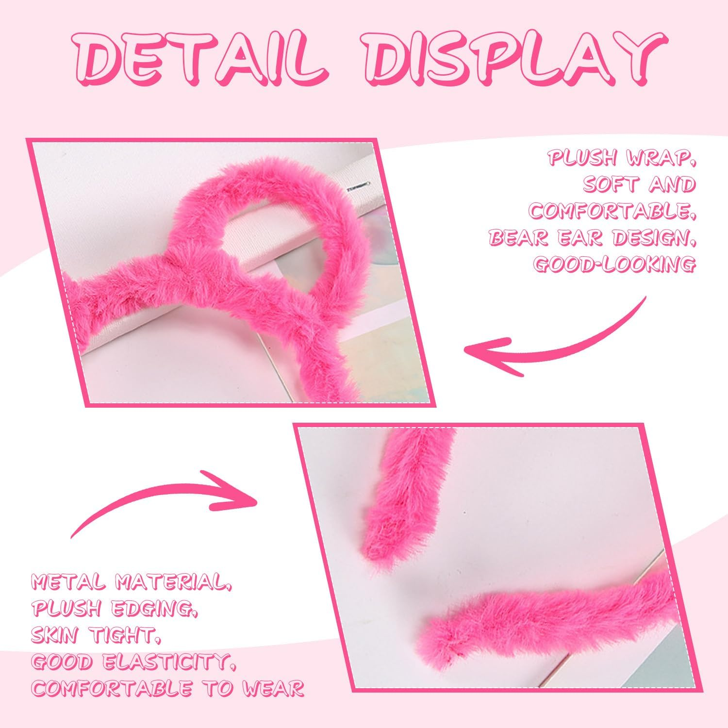 2 Pieces Wearing Ear Headbands, Cute Plush, Creative Cartoon Face, Washing Headbands, Universal for Men and Women, Interesting Hair Accessories.