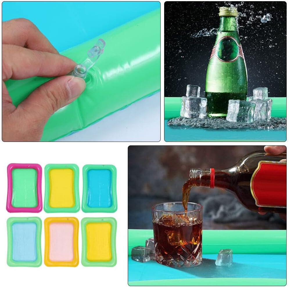 Totority 6Pcs Inflatable Ice Serving Bars Food Drink Holder for Pool Party Inflatable Cooler Tray Ice Serving Trays Random Color image number 4