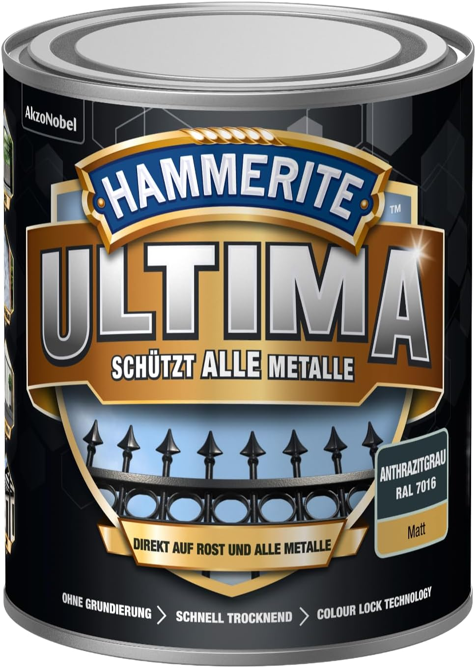 Hammerite Ultima Matt Metal Protective Varnish, Anthracite Grey RAL7016, 750 Ml image number 3