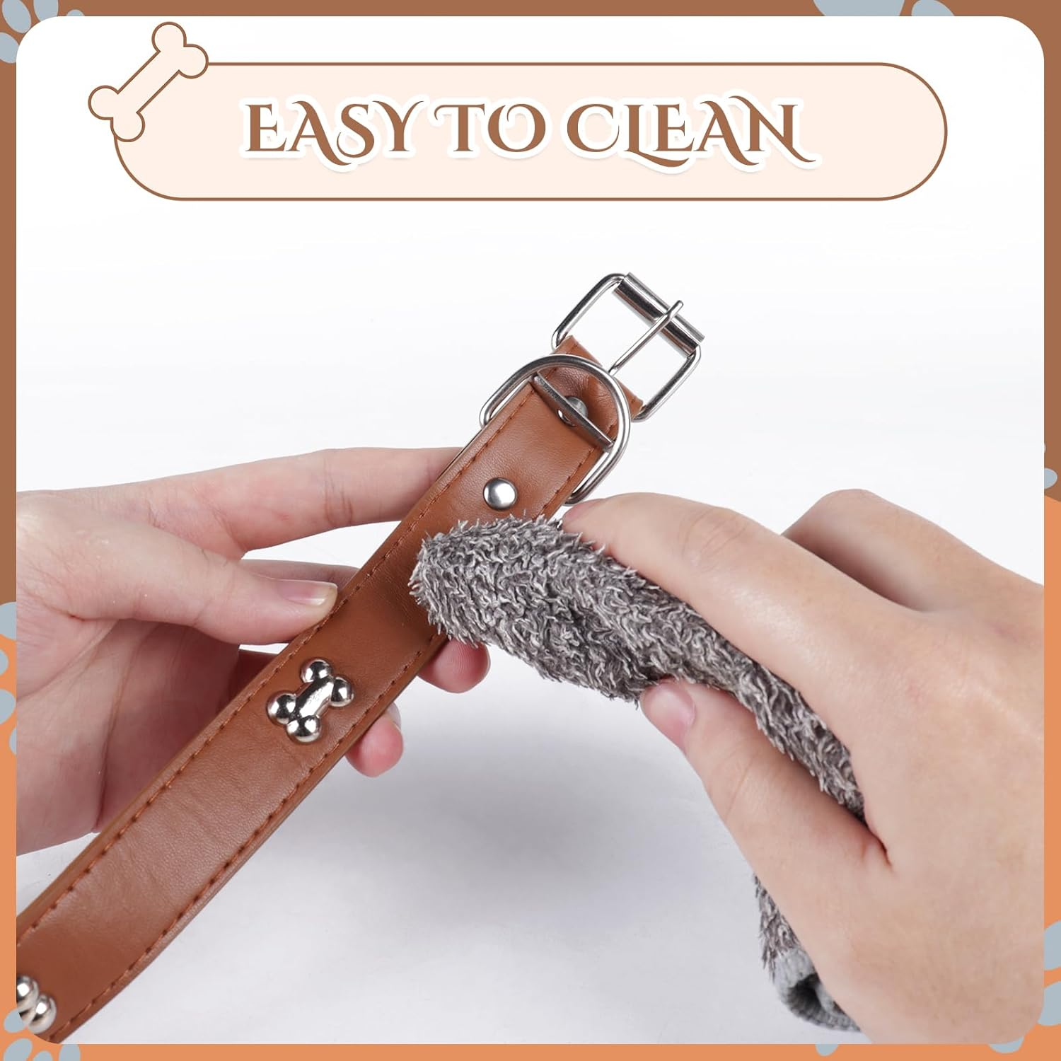 Leather Dog Collar for Dogs with Adjustable Metal Buckle, Soft PU Leather Dog Collar, Wide Dog Collar for Medium and Large Dogs (For a Neck Circumference of 39.9-48.3 Cm)