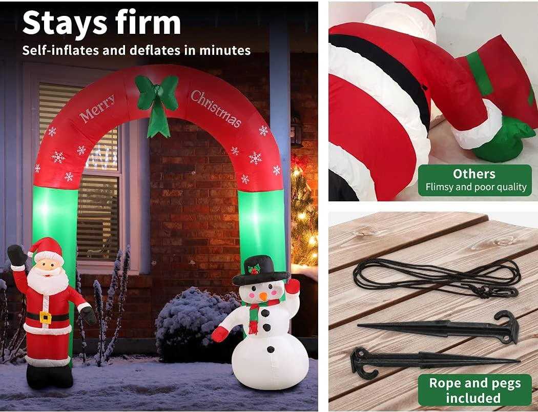 Santaco 1.8M Christmas Inflatable Santa on Gift Box with 12 LED Lights, Self-Inflating and Deflating with Built-In Fan, IP44 Waterproof Outdoor Decoration, Easy Setup,Festive Yard or Garden Decor image number 1