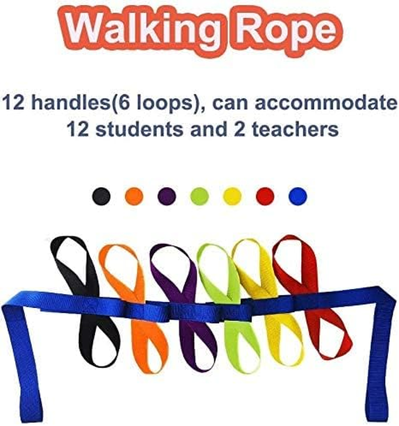 Walking Rope for Preschool Line up Rope with Rings for Kids Toddlers to Walk Together Safety Daycare Leash Straps with Handles Teachers School Belt Colorful Line Holder (12 Children & 2 Adult) image number 1