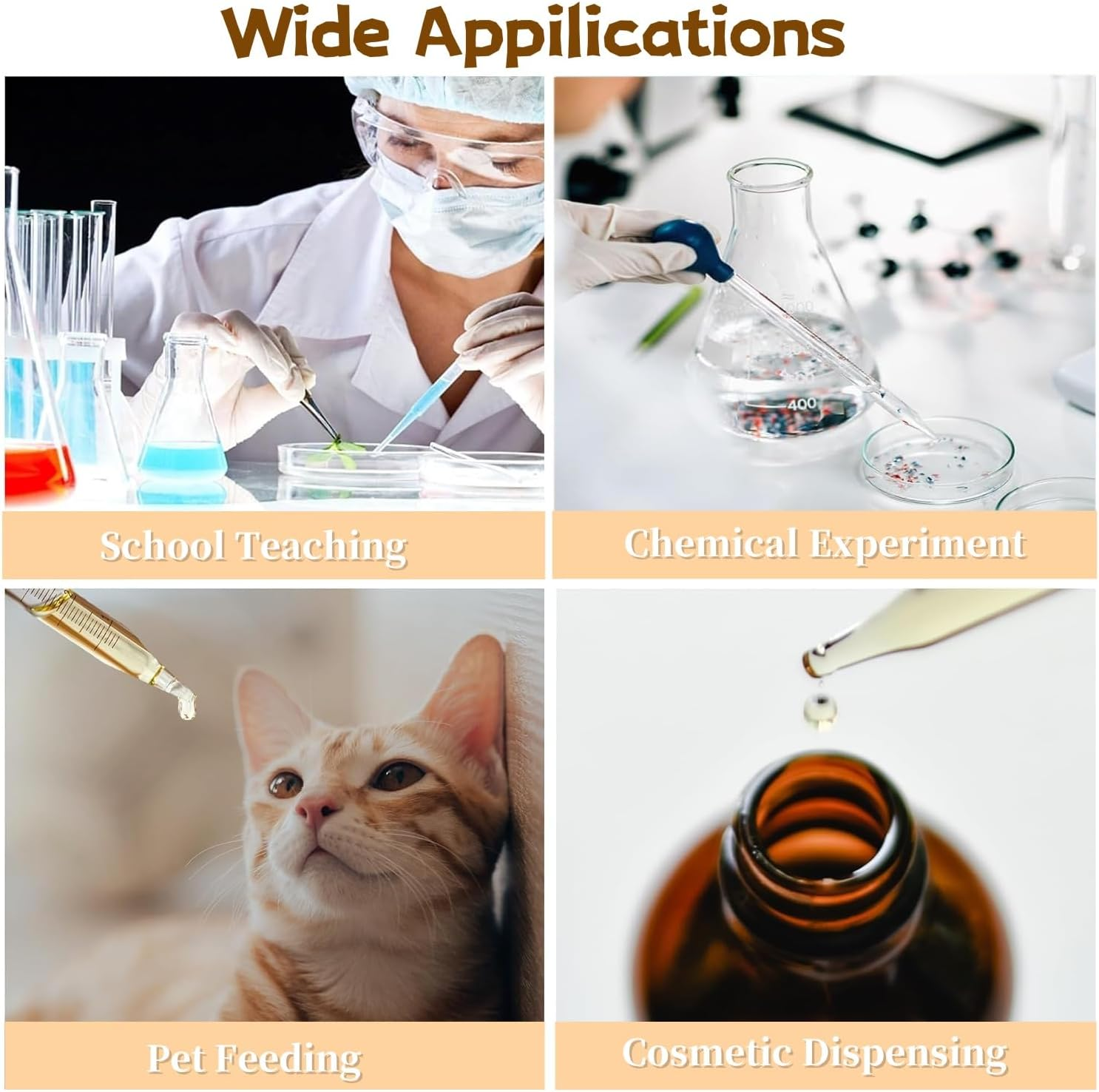 6 Pieces Glass Pipettes Graduated Dropper,Long Glass Pipette Dropper with 6 Rubber Caps and 1 Pcs Droppers Brush image number 1