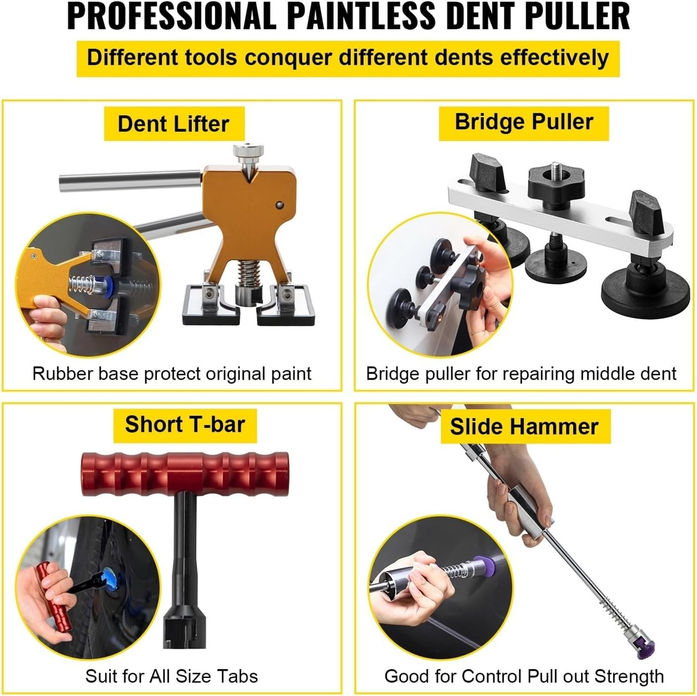 98 Pcs Dent Removal Tools Kit Protective Comprehensive Paintless Usage Application Portable Car Body Repairing Equipment image number 3